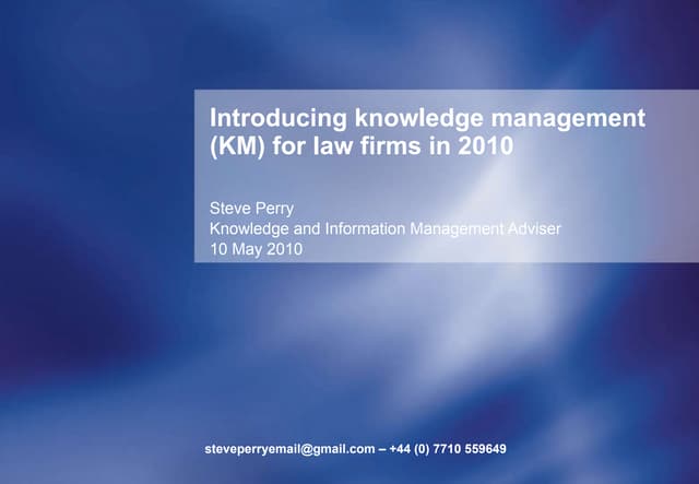 Ark Group workshop introduction to knowledge management 10 May 2010