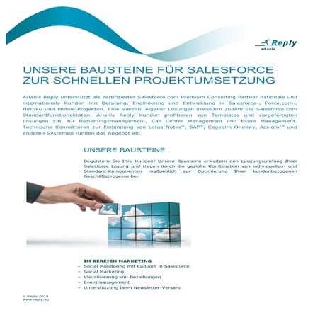 Arlanis Reply - UNSERE BAUSTEINE FÜR SALESFORCE ZUR SCHNELLEN PROJEKTUMSETZUNG