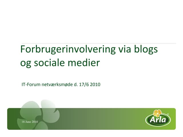 Arlas brug af blogs og sociale medier