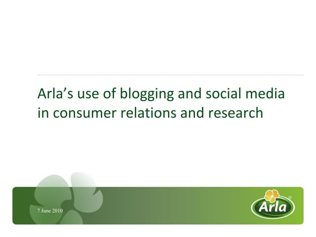 Arla's use of blogging and social media