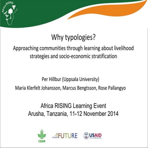 Why typologies? Approaching communities through learning about livelihood str...