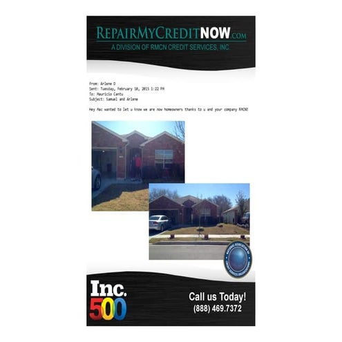 Arlene D Testimonial to RepairMyCreditNow