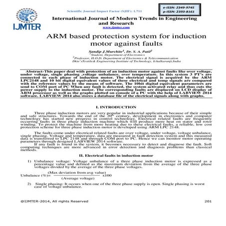 ARM based protection system for induction motor against faults