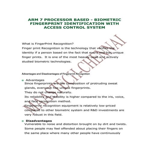 ARM 7 FINGER PRINT PROJECTS ABSTRACT-  biometric fingerprint identification w...