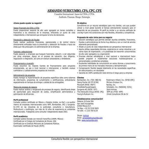 Armando nuricumbo, portafolio de servicios