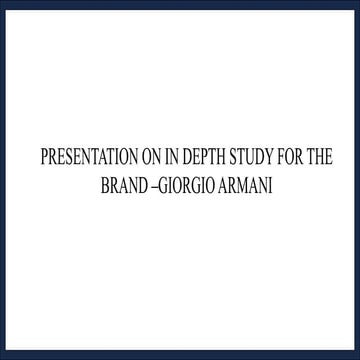 COMPLETE IN DEPTH STUDY ABOUT THE BRAND ARMANI