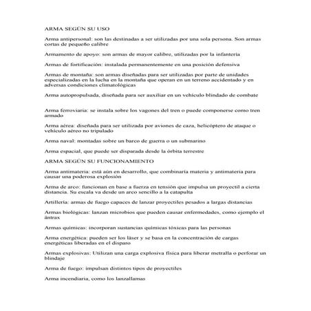 Arma según su uso