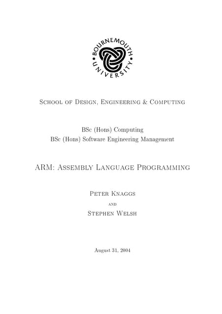 Arm assembly language by Bournemouth Unversity