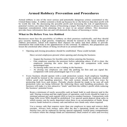 Armed robbery prevention