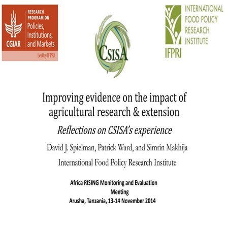 Improving evidence on the impact of agricultural research and extension: Refl...