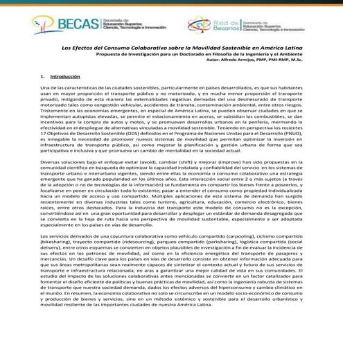 Efectos del Consumo Colaborativo sobre la Movilidad Sostenible en LATAM