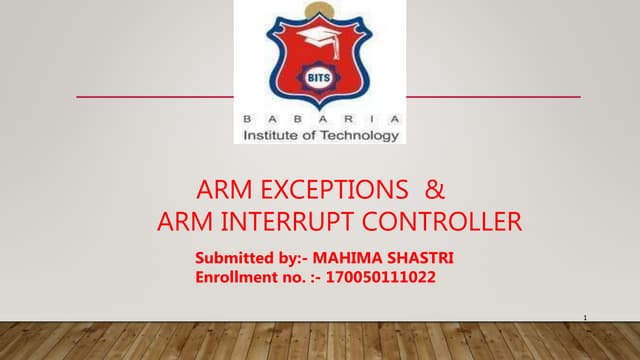 ARM exceptions and interrupt controls