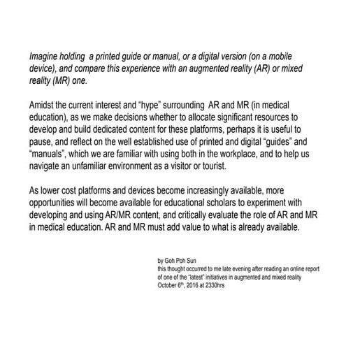 Augmented Reality and Mixed Reality in Medical Education