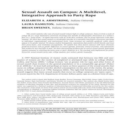 Armstrong et al (2006) Sexual Assault on Campus: A Multilevel, Integrative Ap...