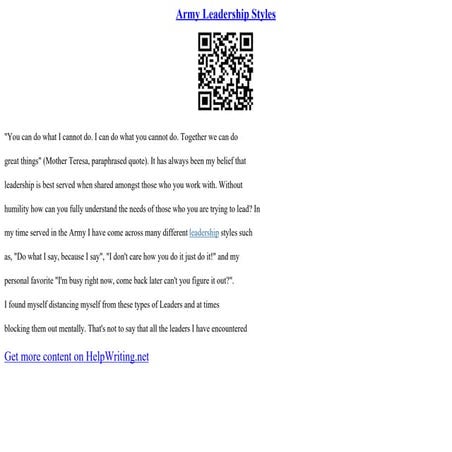 Army Leadership Styles