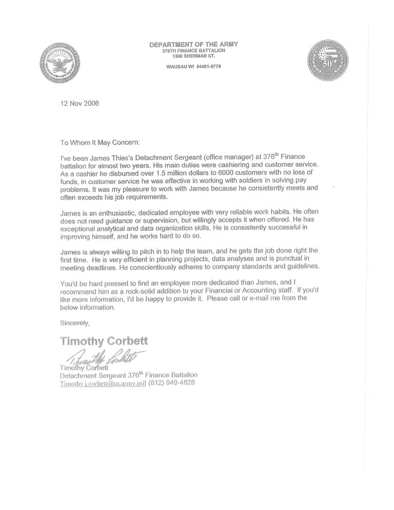 army recommendation letter military recommendation letter samples