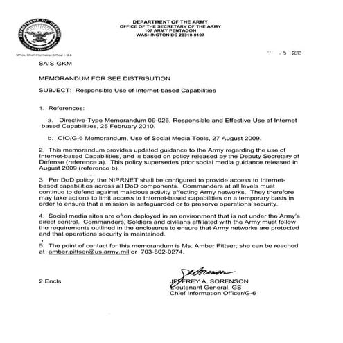 Army Official Social Media Policy