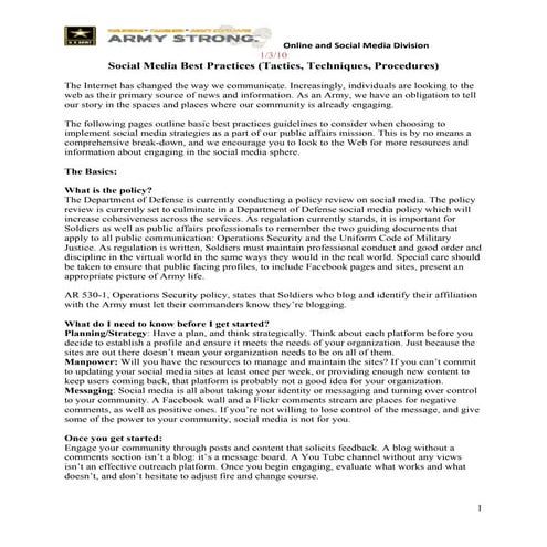 Army social media best practices