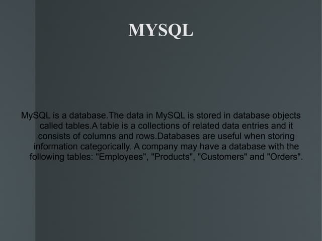MYSQL | PPT | Databases | Computer Software and Applications