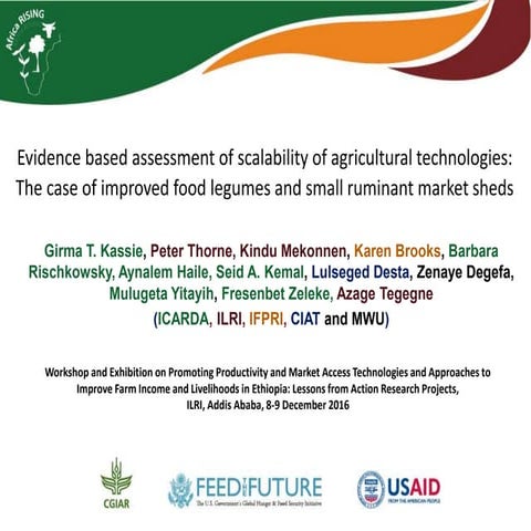 Evidence based assessment of scalability of agricultural technologies: The ca...
