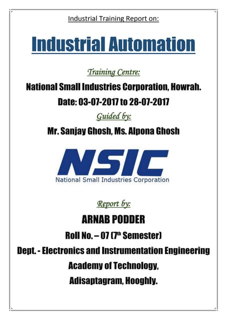 REPORT ON INDUSTRIAL AUTOMATION