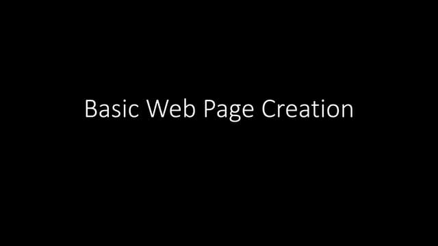 Web Page Creation