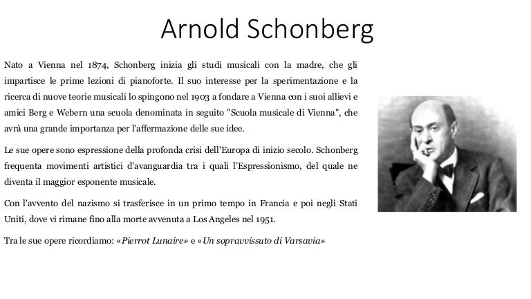 Arnold Schönberg Un Sopravvissuto Di Varsavia