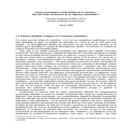 Arnsperger science economique_anthropologie_croissance