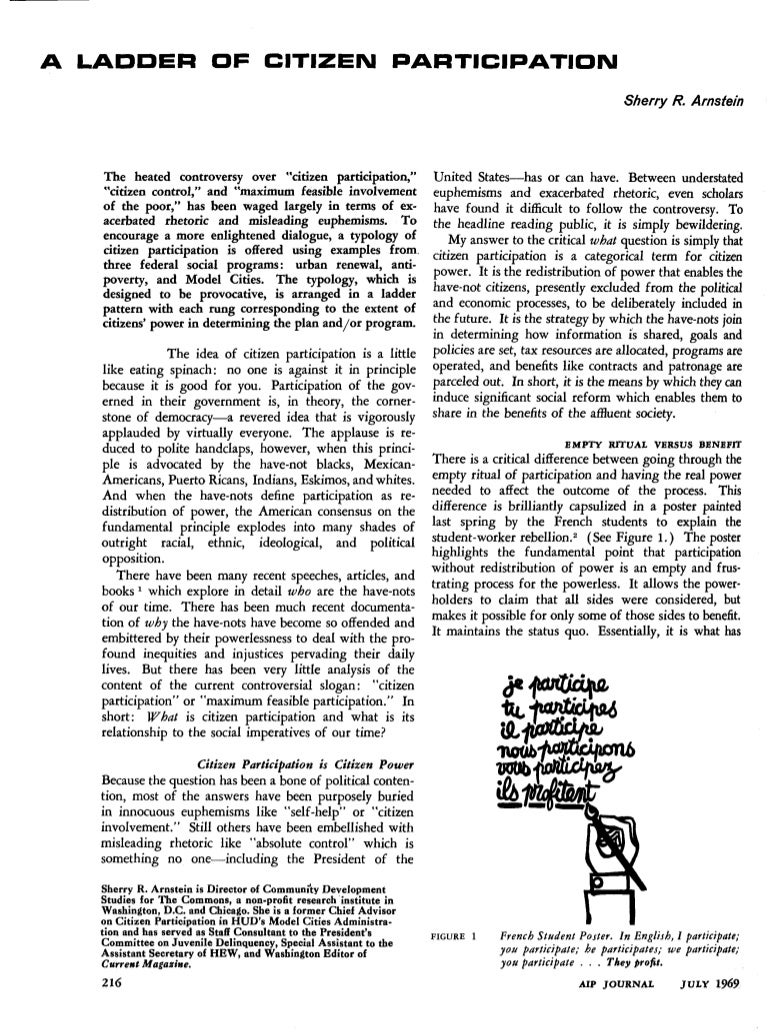 Arnstein ladder of citizen participation