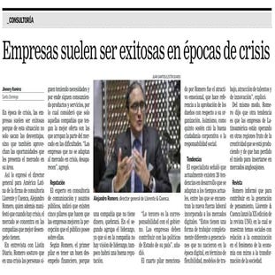 Empresas suelen ser exitosas en épocas de crisis