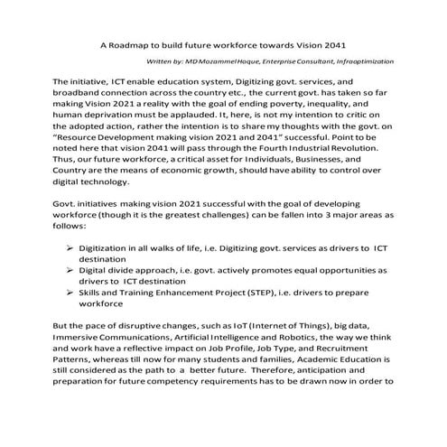 A roadmap to build future workforce towards vision 2041