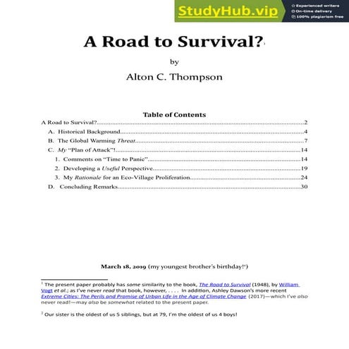 A Road To Survival
