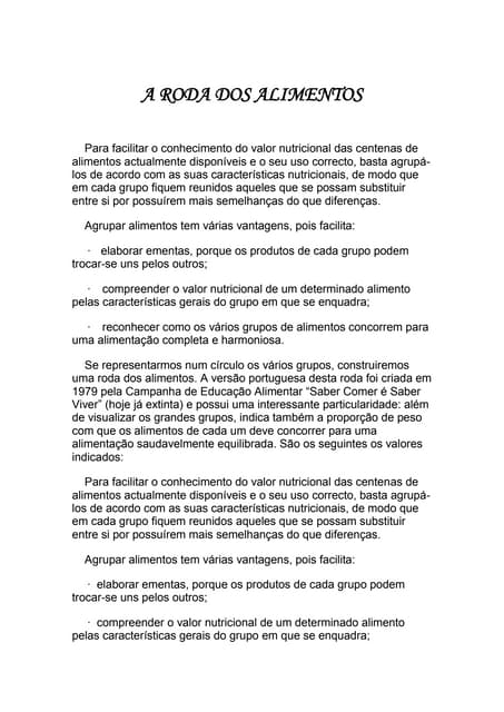 A Roda Dos Alimentos