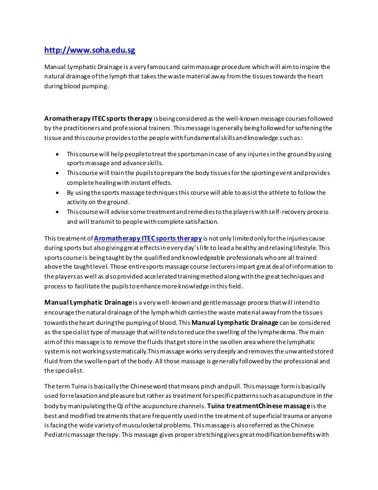 Aromatherapy itec sports therapy offers people with best possible res…