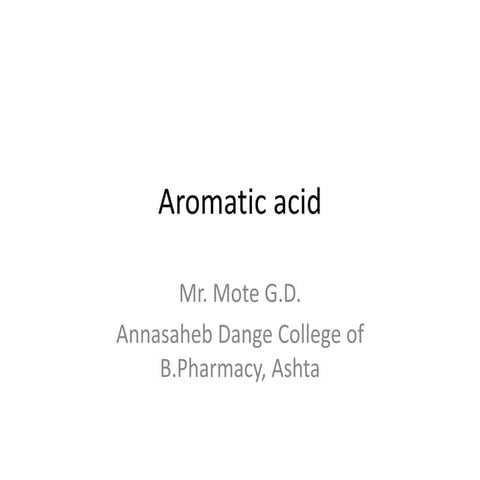 Chemistry of Aromatic acid
