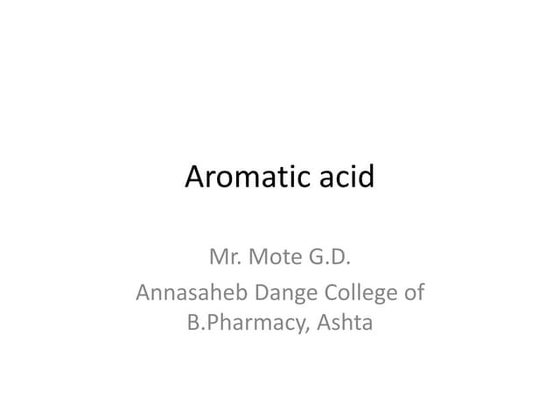 Chemistry of Aromatic acid