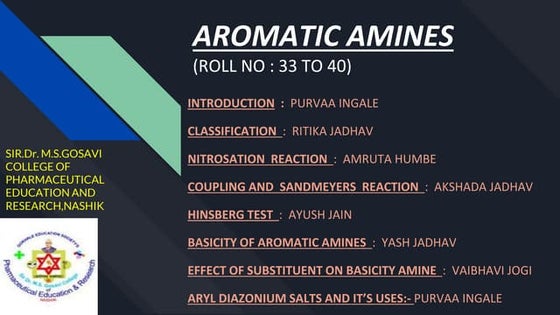 Methods of preparation of Aromatic amines | PDF