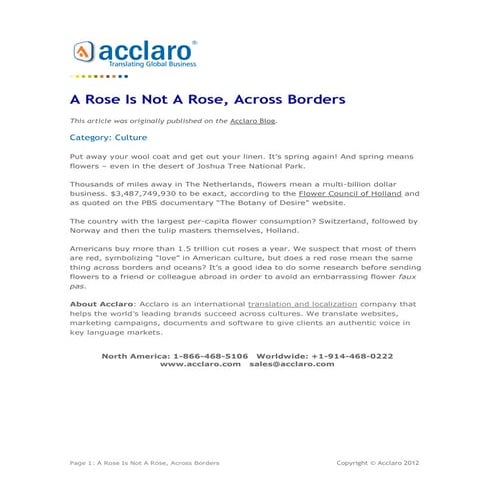 A Rose Is Not A Rose Across Borders