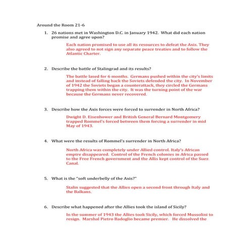 Around The Room 21 6 Answers