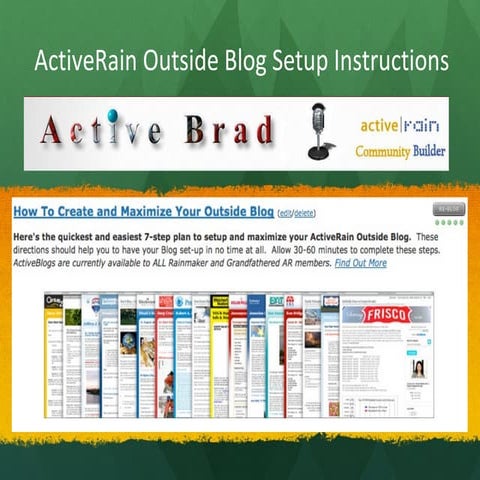Activerain Outside Blog Setup | PPT