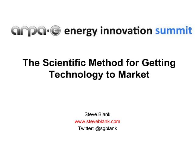 ARPA- E Steve Blank Presentation