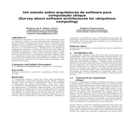 Arquiteturas de software para computação ubiqua