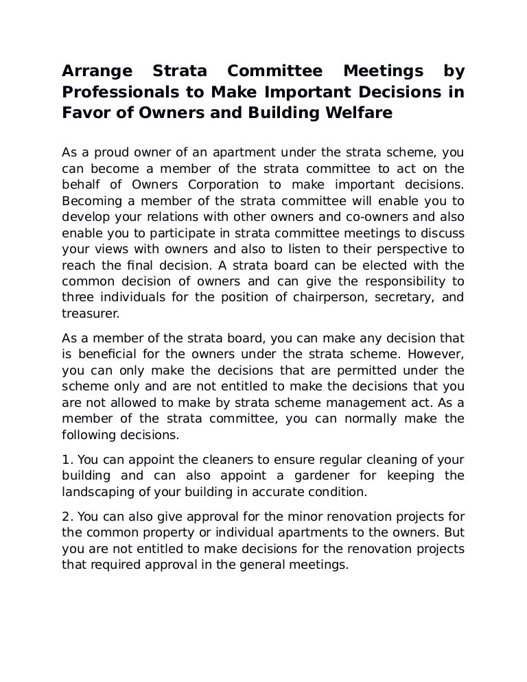 What Are The Strata Committee Procedures? – BDIV