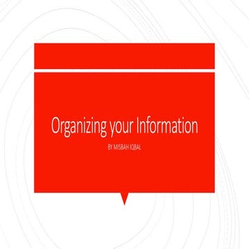 Arranging the information