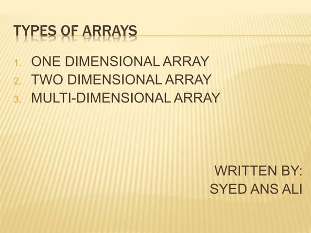 Types of Arrays | PPTX | Programming Languages | Computing