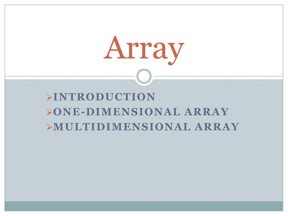 Presentation on array | PPT