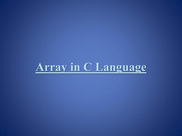 Array in-c