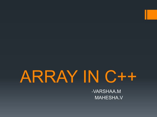 Array in c++ | PPTX