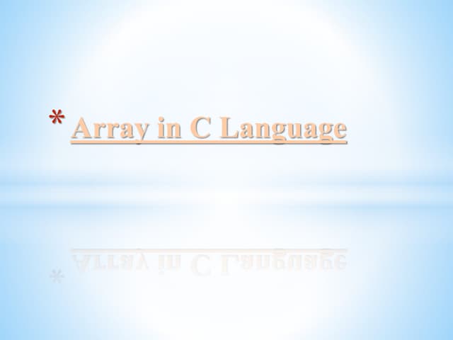 Array in c language