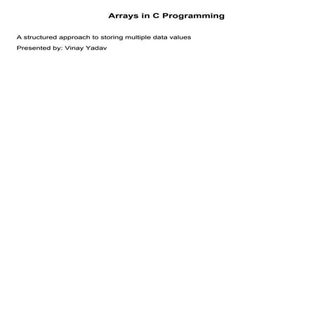 Arrays In C Programming Explained | PPTX
